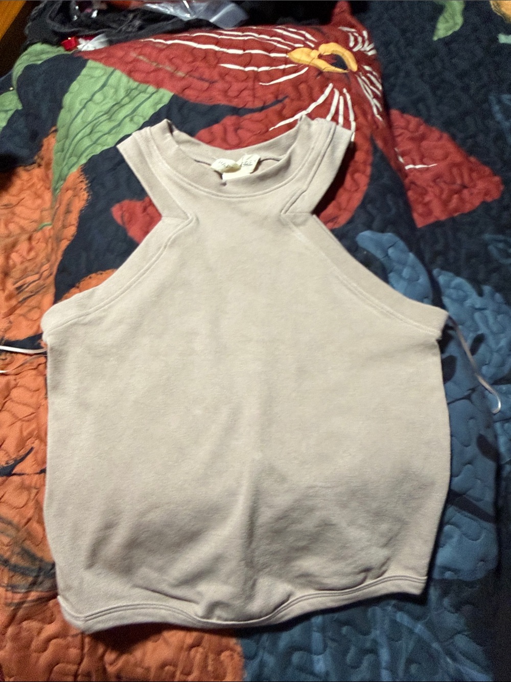 Women's High-Neck Sleeveless Tank Top in Light Taupe M/L. New